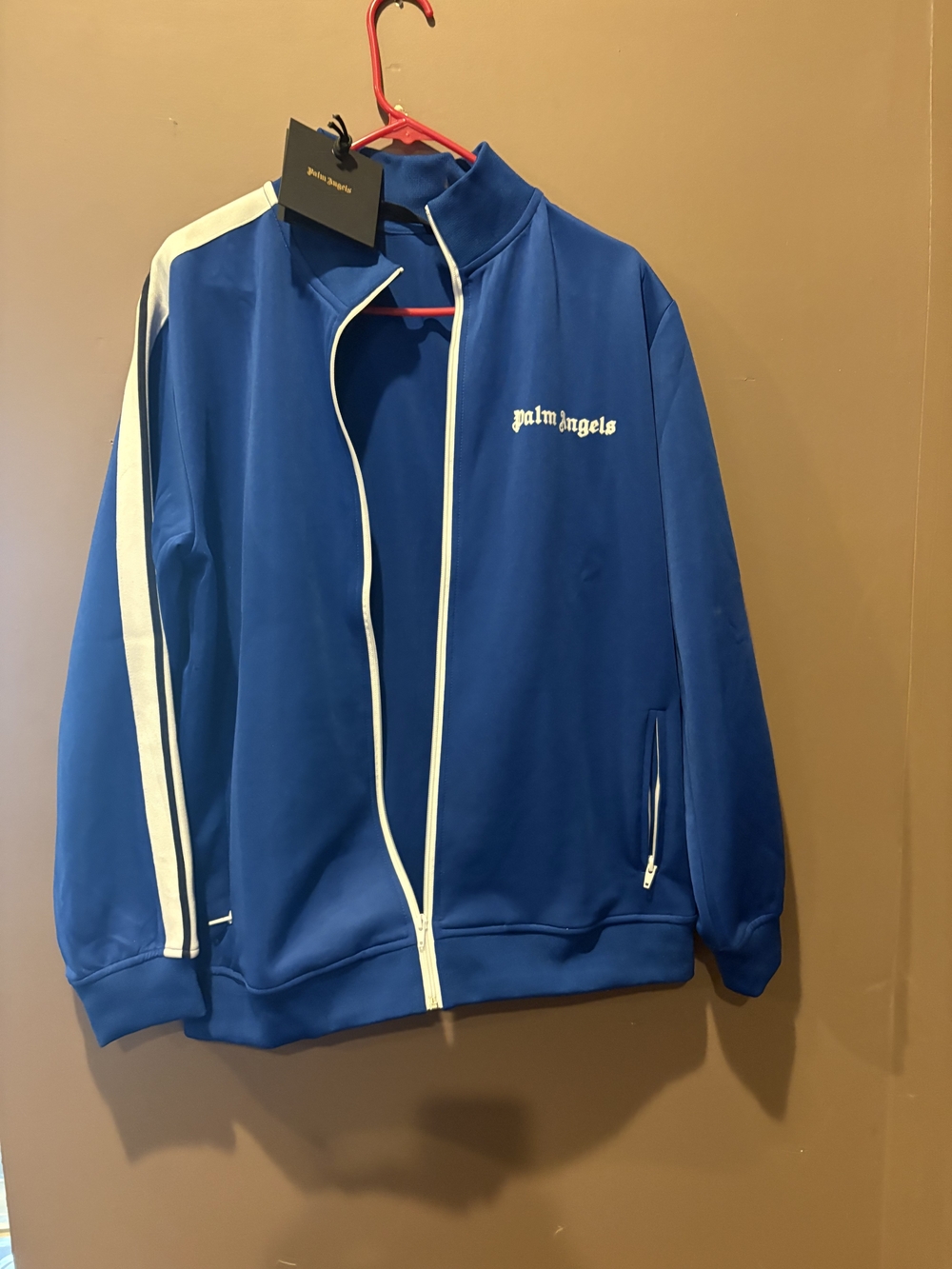 Palm Angels Blue Tracksuit with White Trim